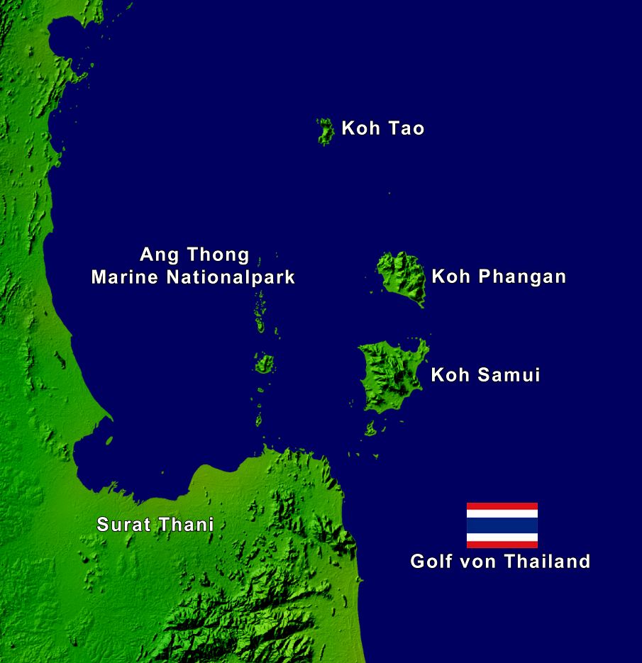 Der Koh Samui Inselhopping Reiseverlauf auf einer Karte eingezeichnet.
