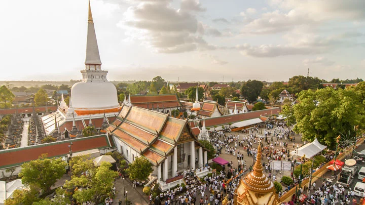 Der Tempel Wat Phra Mahathat Woramahawihan in Nakhon Si Thammarat.