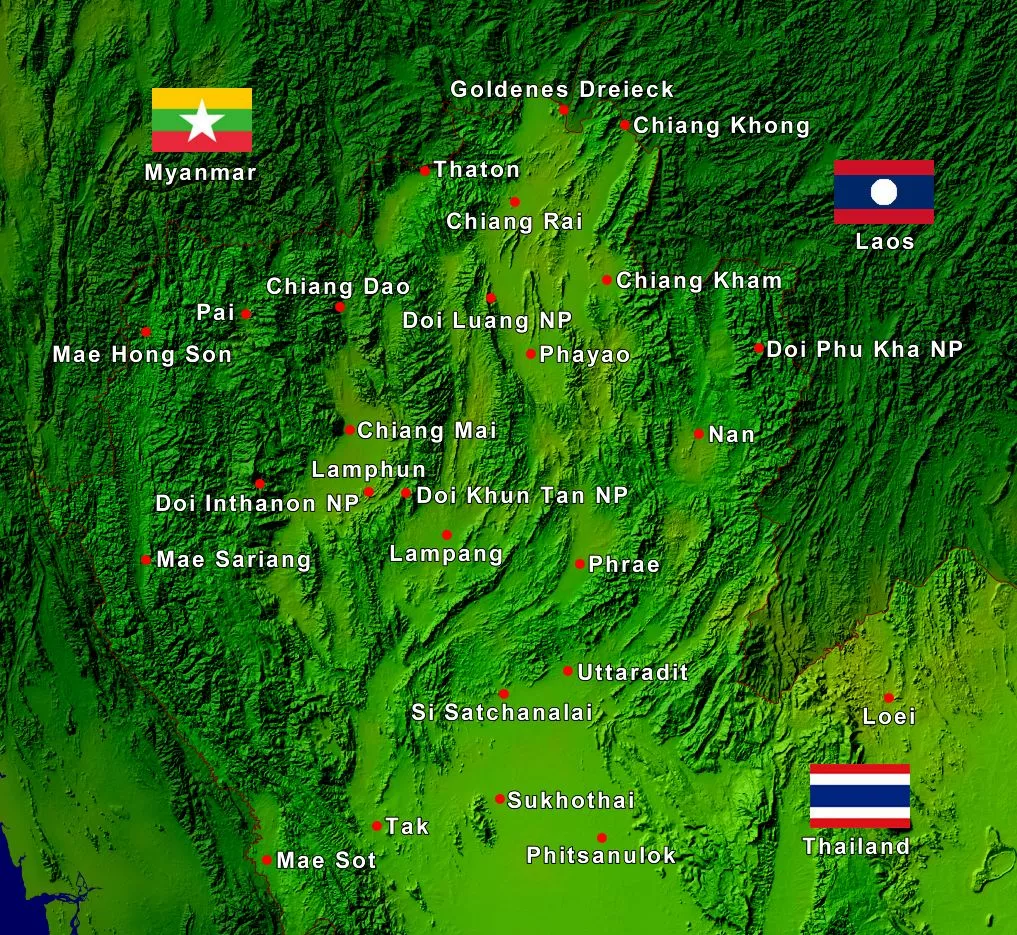 Nordthailand Rundreise Karte.