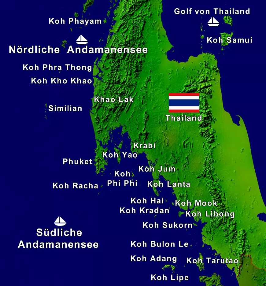 Karte Inseln der Andamanensee.
