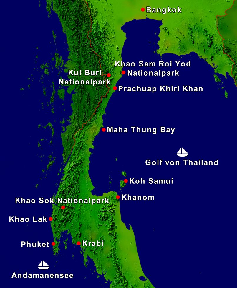 Sehen Sie die Route Ihre individuelle Erlebnisreise durch Thailand auf einer Karte.