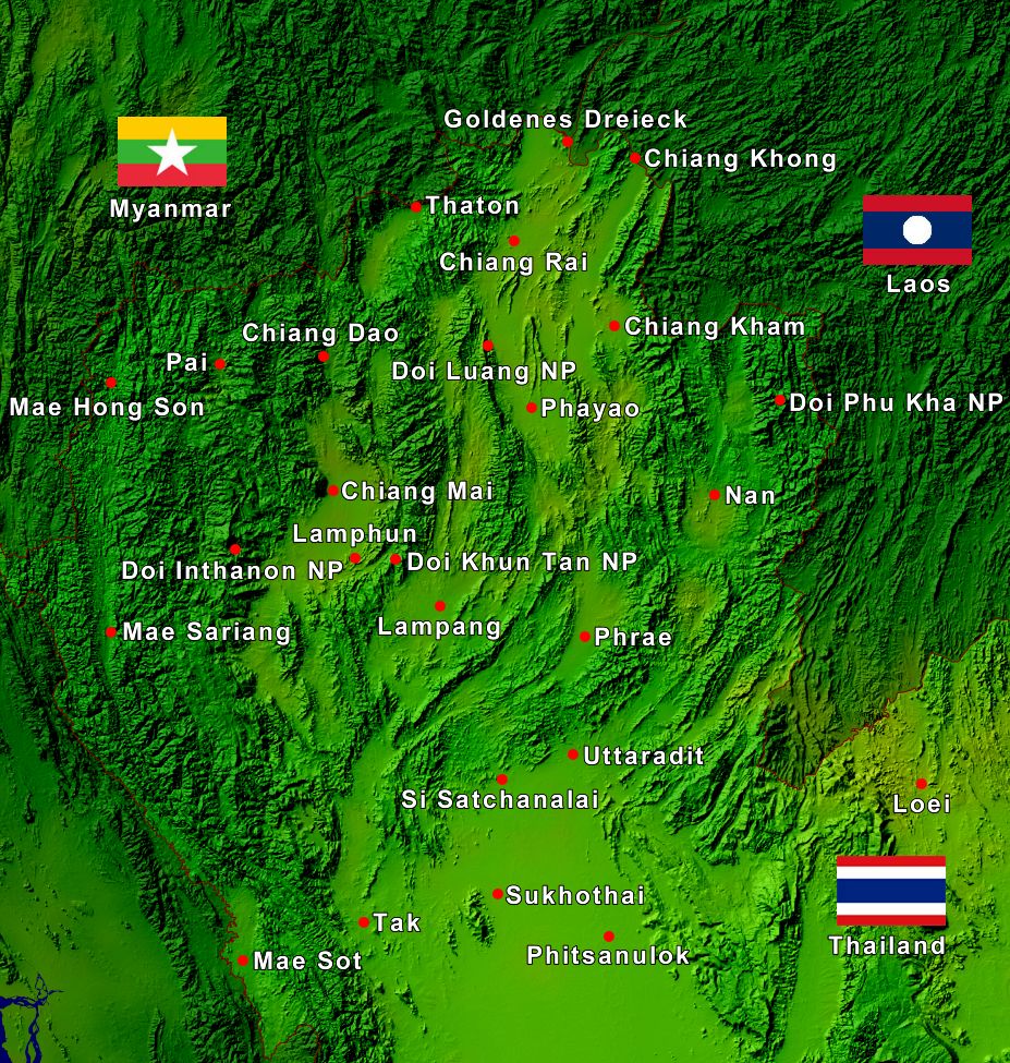 Nordthailand Karte