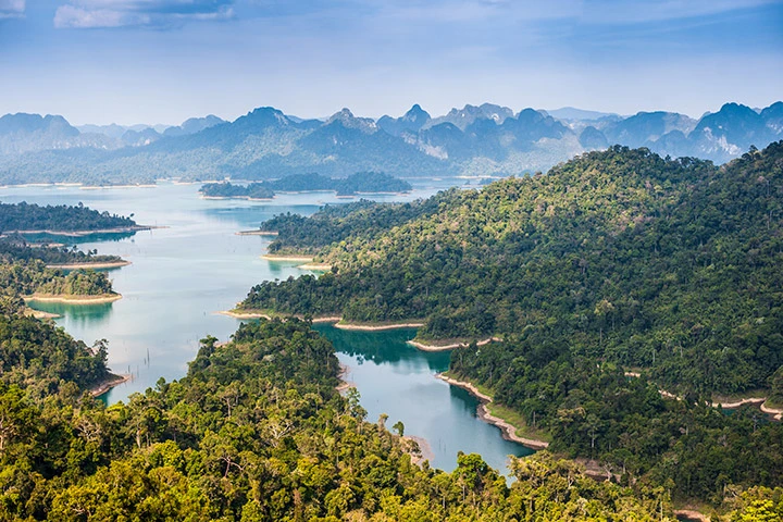 Auf einer Südthailand Rundreise sollten Sie sowohl eine Safari auf dem Chiao Lan See als auch eine Übernachtung in einem schwimmenden Bungalow einplanen.