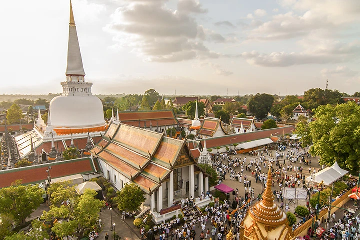 Der Tempel Wat Mahathat in Nakhon Si Thammarat.